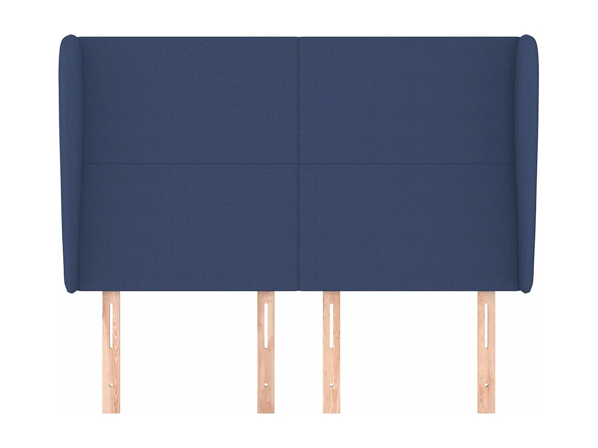 Cabecero con orejas de tela azul 147x23x118/128 cm