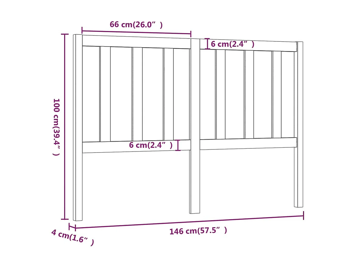 Tête de lit Marron miel 146x4x100 cm Bois massif de pin