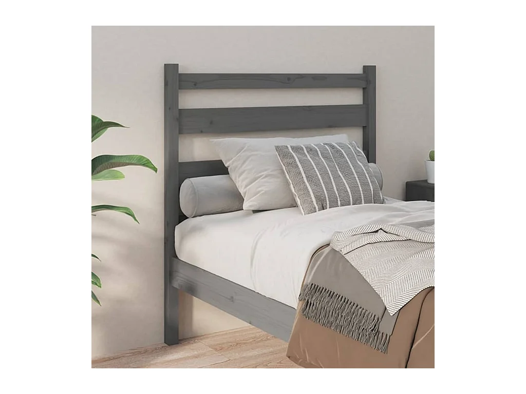 Cabecero de cama madera maciza de pino gris 96x4x100 cm