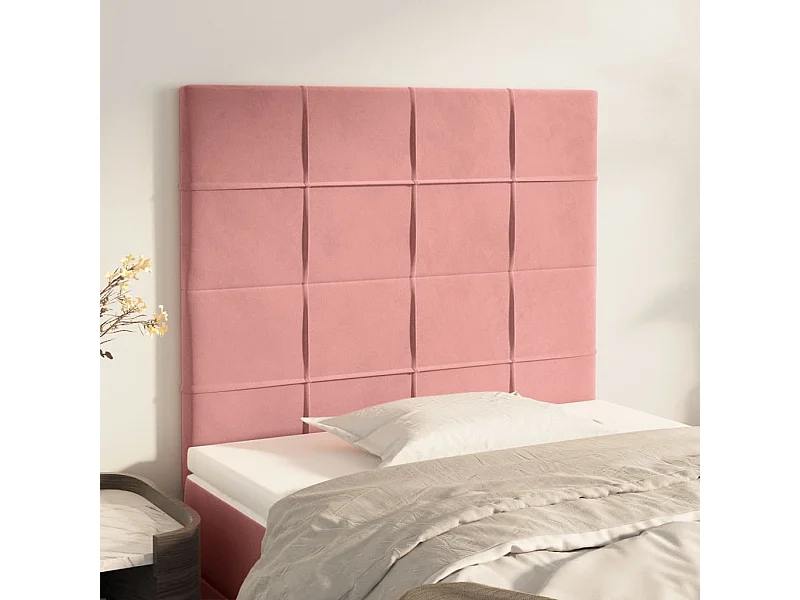 Hoofdborden 2 st 90x5x78/88 cm fluweel roze