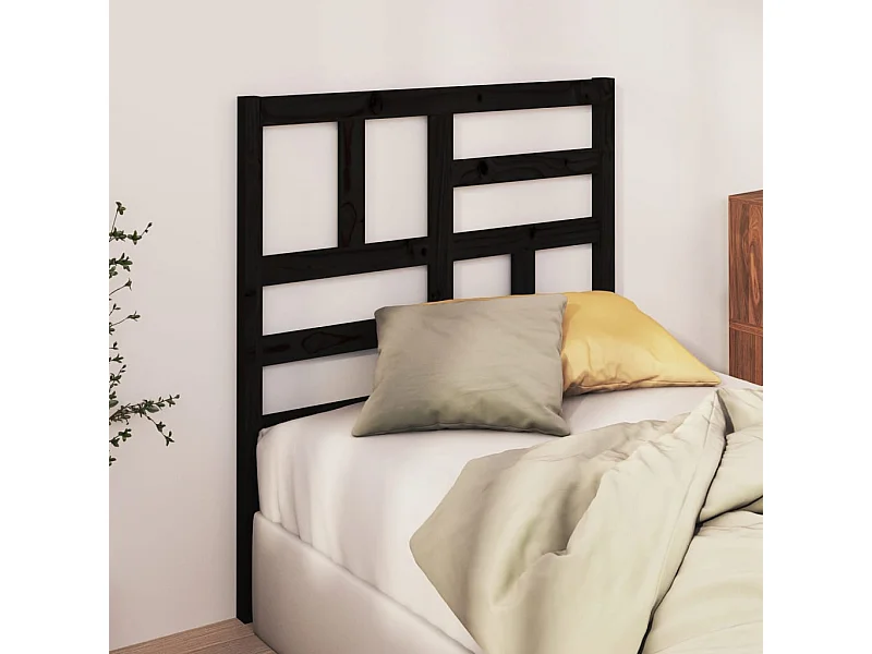 Cabeceira de cama 106x4x104 cm pinho maciço preto