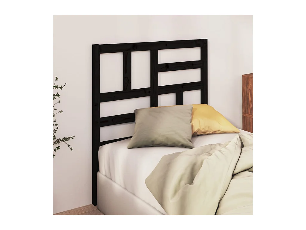 Tête de lit Noir 106x4x104 cm Bois massif de pin