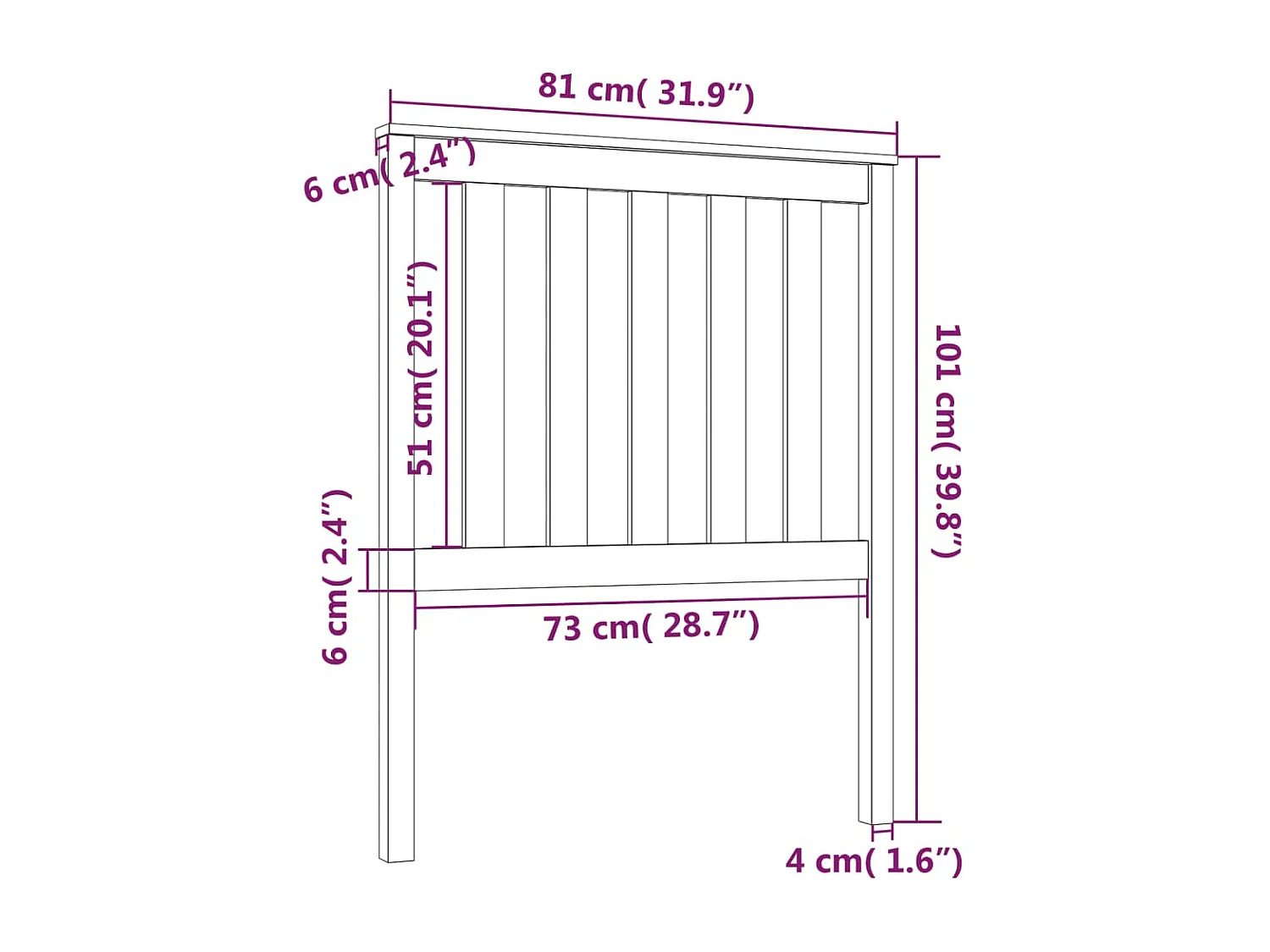 Cabeceira de cama 81x6x101 cm pinho maciço castanho mel