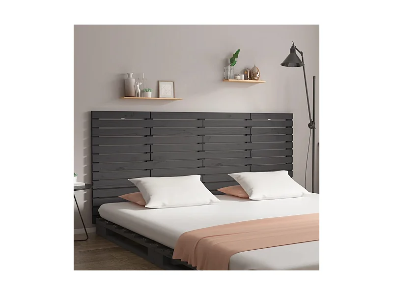 Tête de lit murale Gris 166x3x91,5 cm Bois massif de pin
