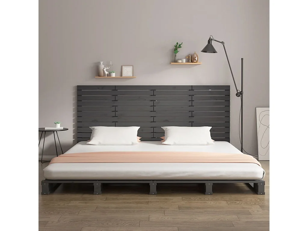 Tête de lit murale Gris 166x3x91,5 cm Bois massif de pin