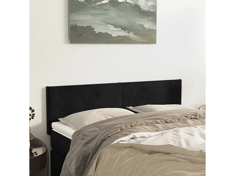 Tête de lit 2 pièces Noir 72x5x78/88 cm Velours