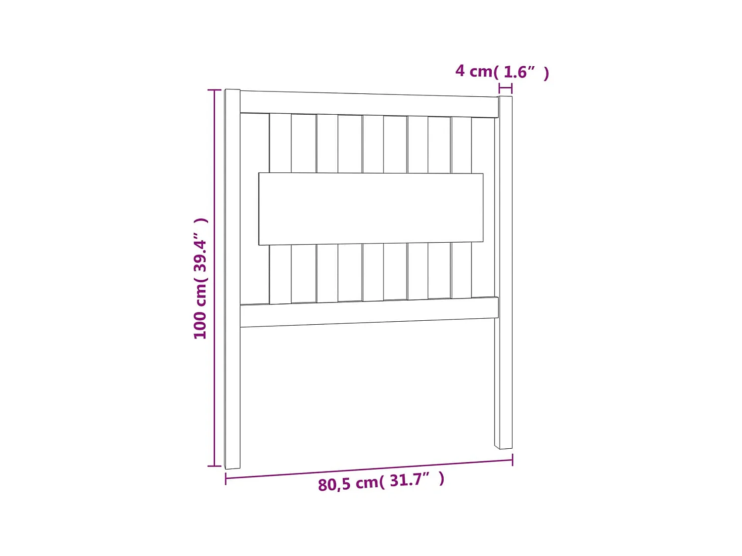 Tête de lit Gris 80,5x4x100 cm Bois massif de pin