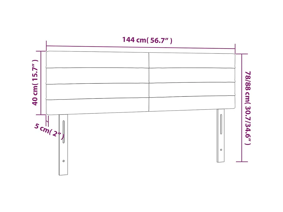 Tête de lit à LED Noir 144x5x78/88 cm Tissu