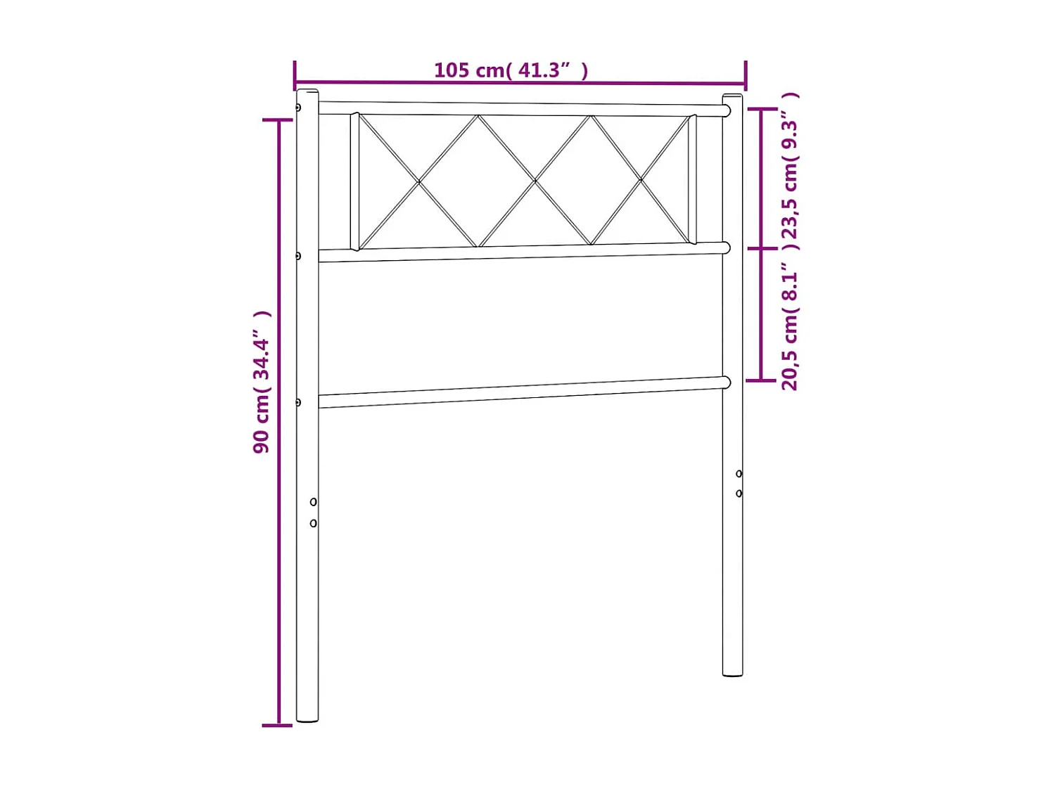 Tête de lit métal blanc 100 cm