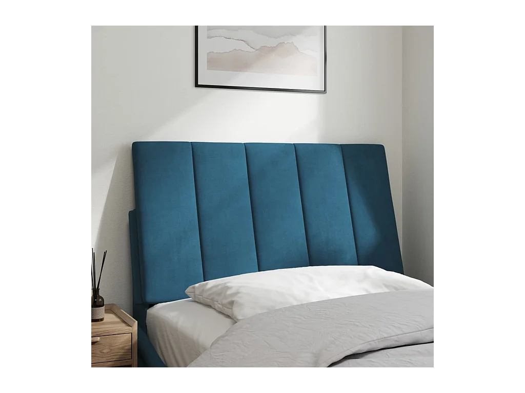 Tête de lit coussin bleu 90 cm velours