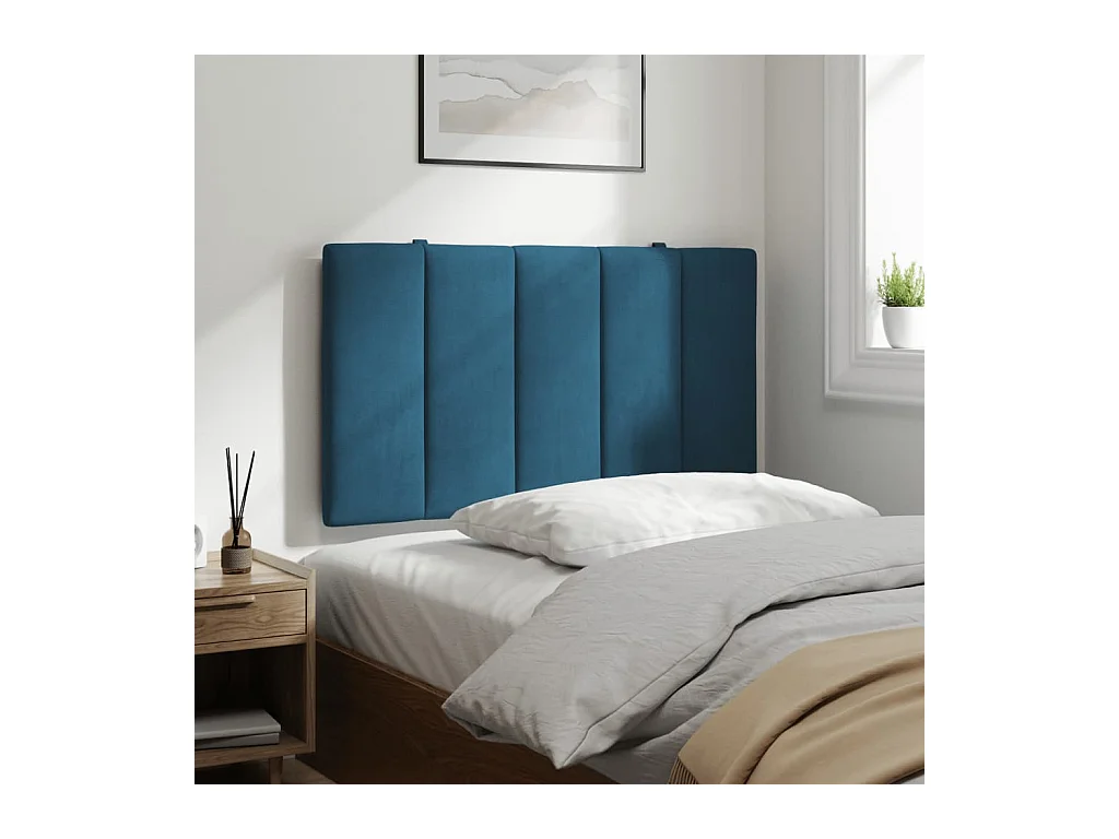 Tête de lit coussin bleu 90 cm velours