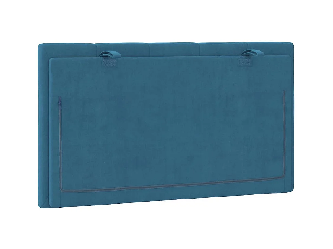 Tête de lit coussin bleu 90 cm velours