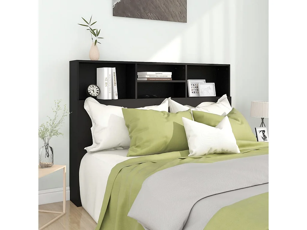 Armoire de tête de lit Noir 140x19x103,5 cm