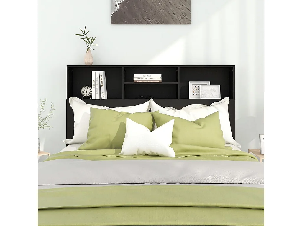 Armoire de tête de lit Noir 140x19x103,5 cm