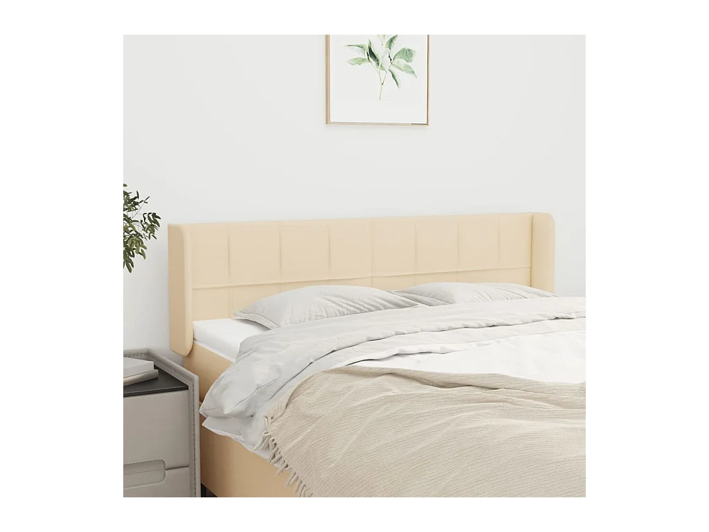 Tête de lit avec oreilles Crème 147x16x78/88 cm Tissu