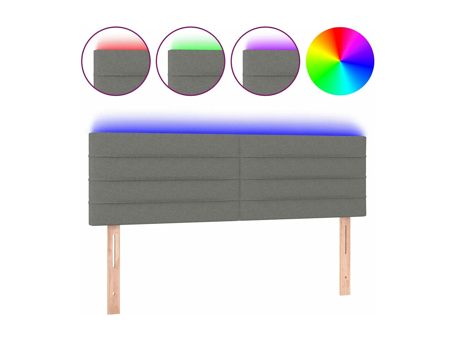 Tête de lit à LED Gris foncé 144x5x78/88 cm Tissu