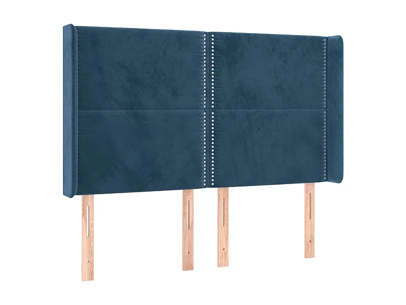Cabecero con orejas de terciopelo azul oscuro 147x16x118/128 cm