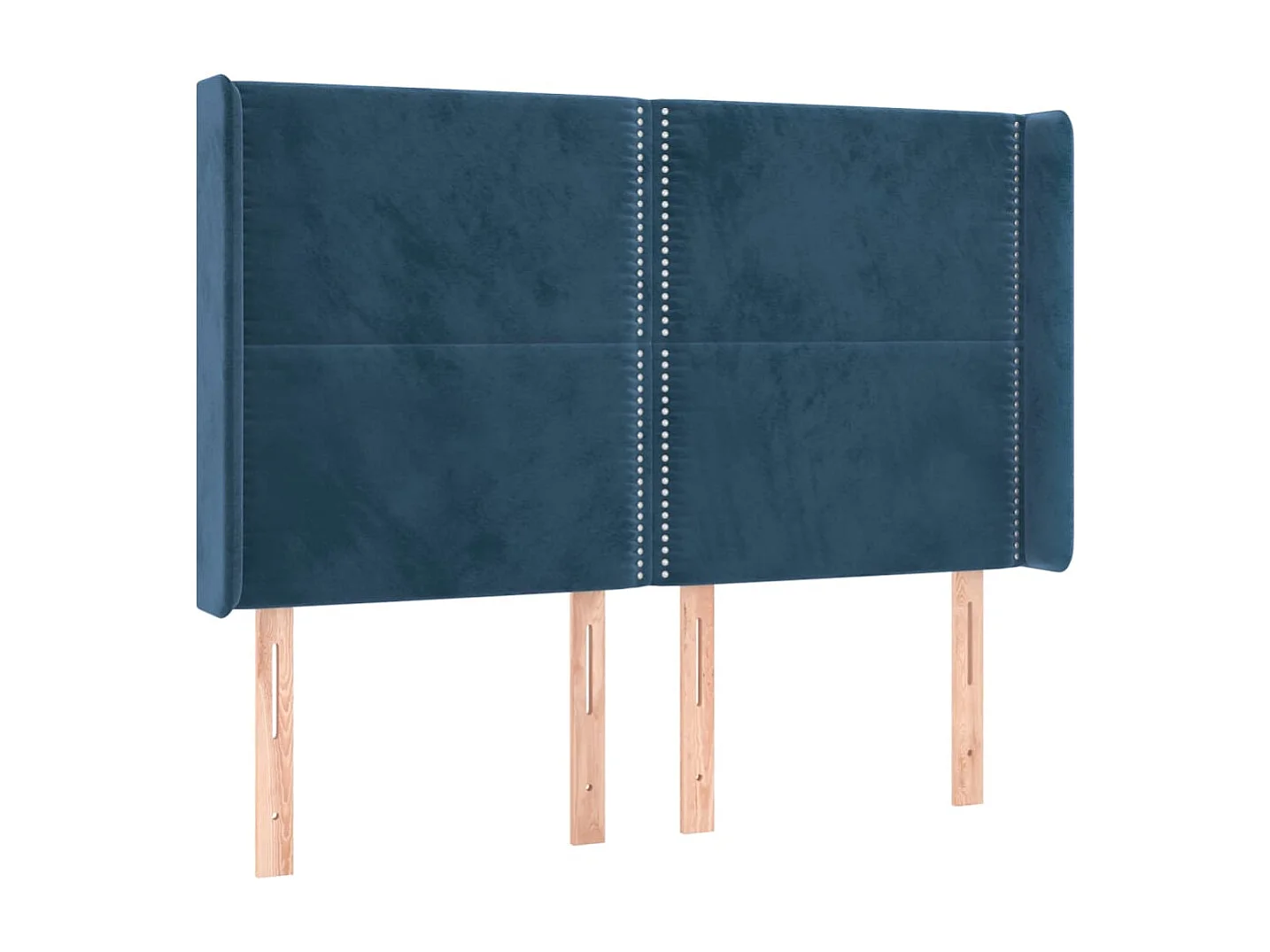 Cabecero con orejas de terciopelo azul oscuro 147x16x118/128 cm