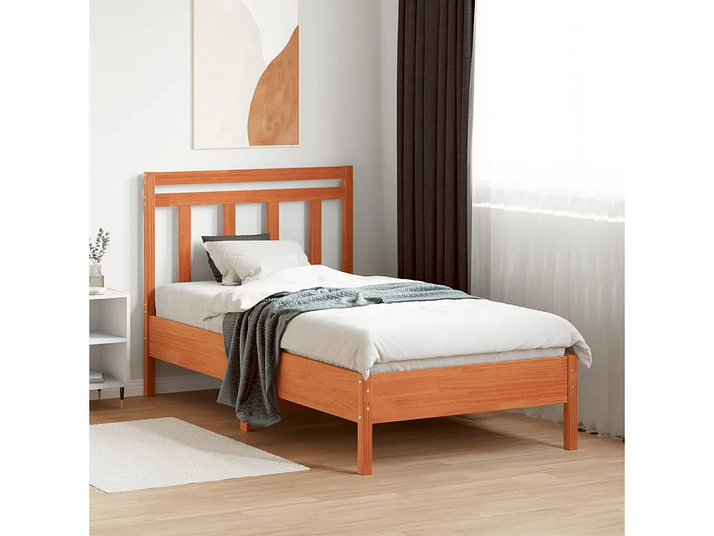 Tête de lit cire marron 100 cm bois massif de pin