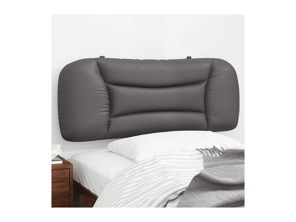 Tête de lit coussin gris 100 cm similicuir