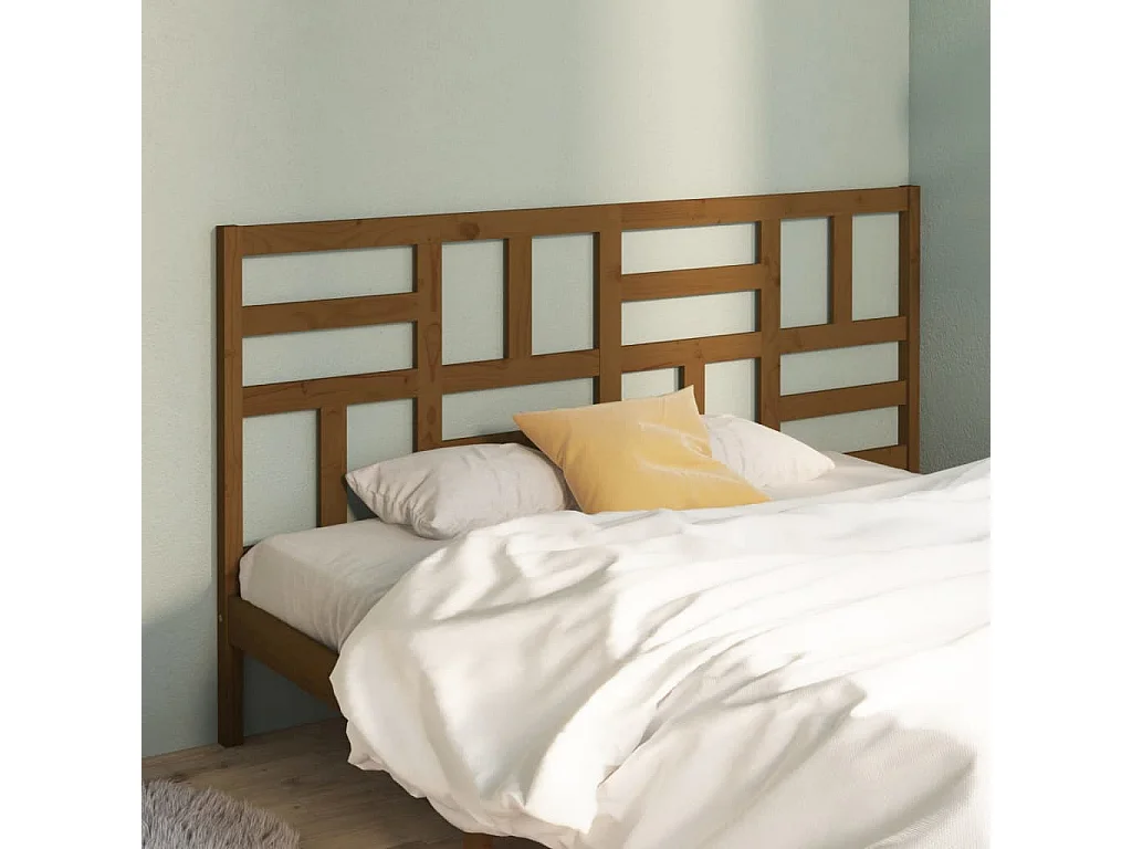 Tête de lit Marron miel 206x4x104 cm Bois massif de pin