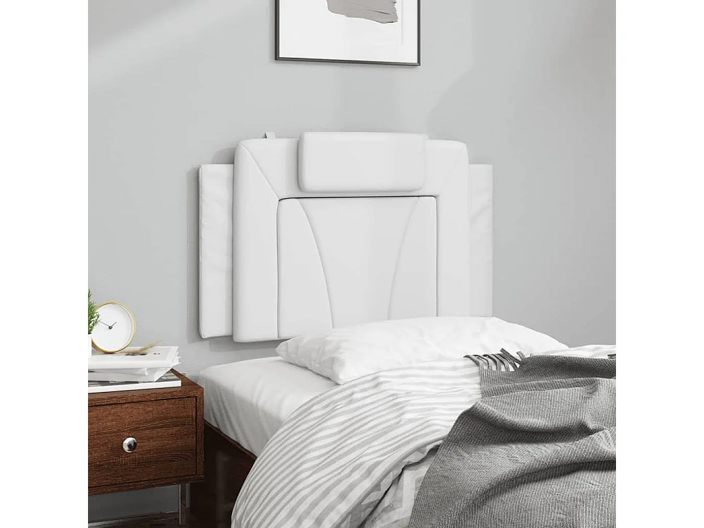 Tête de lit coussin blanc 80 cm similicuir