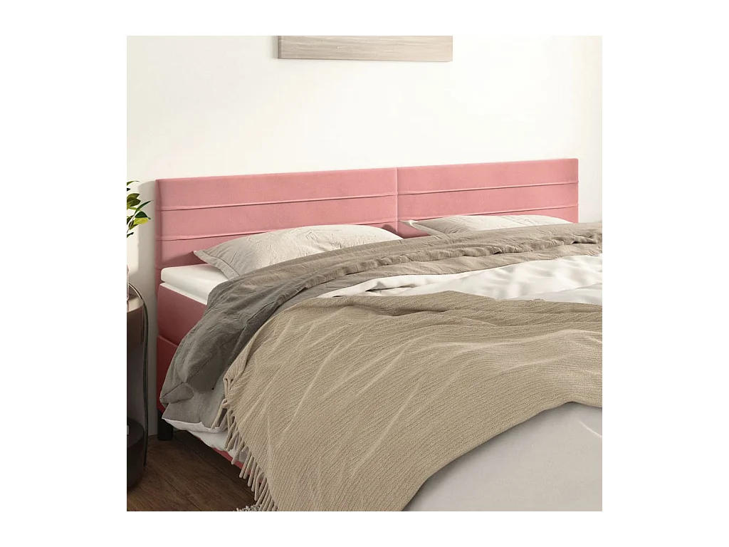 Tête de lit 2 pièces Rose 80x5x78/88 cm Velours