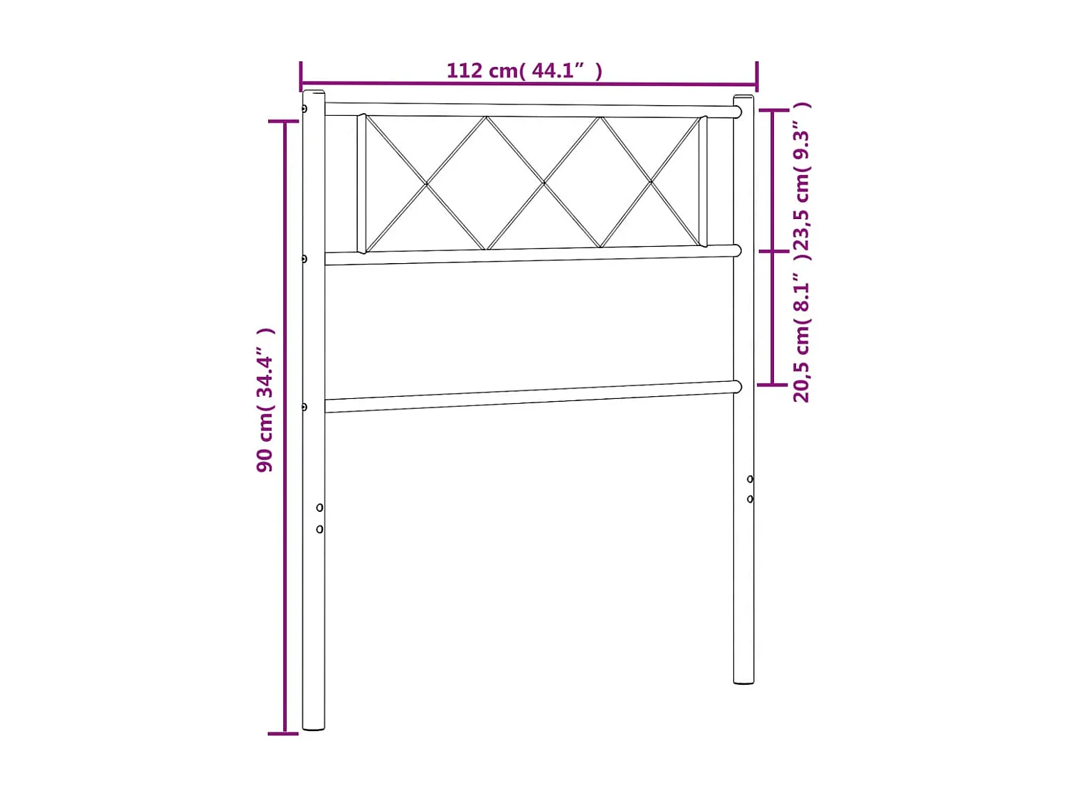 Tête de lit métal blanc 100 cm