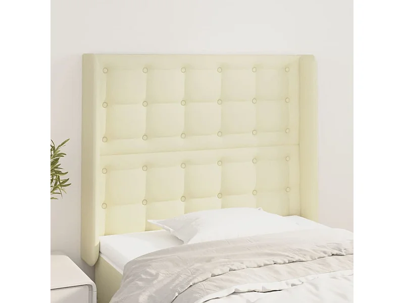 Tête de lit avec oreilles Crème 83x16x118/128 cm Similicuir