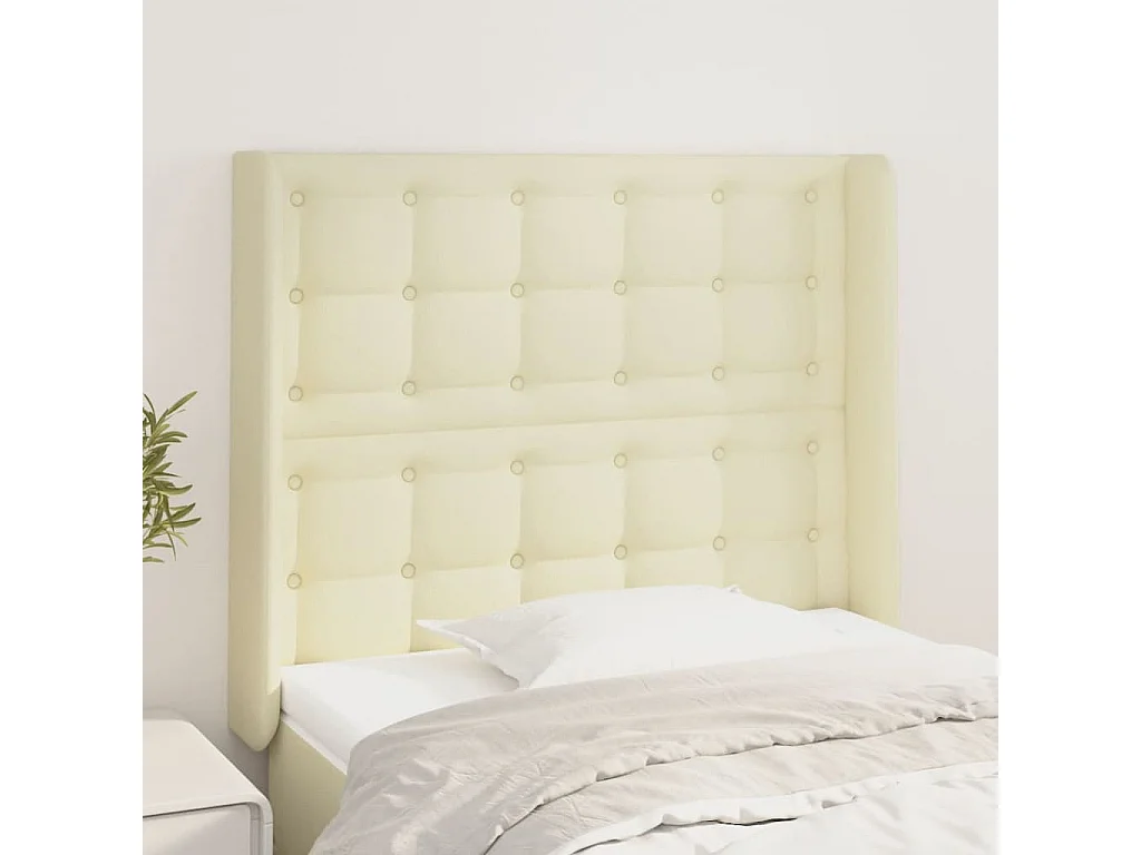 Hoofdbord met randen 83x16x118/128 cm kunstleer crèmekleurig