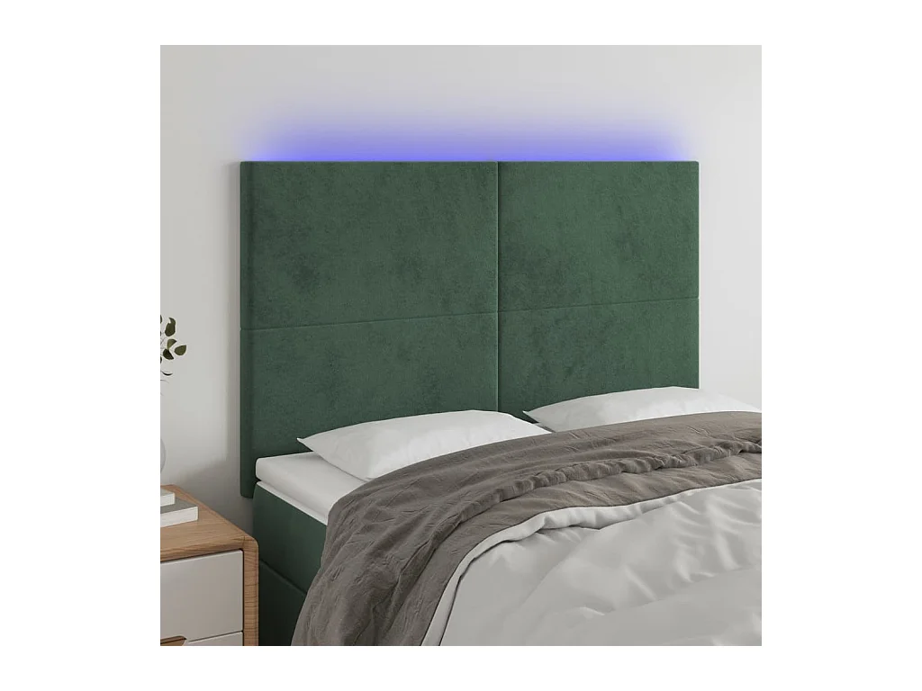 Tête de lit à LED Vert foncé 144x5x118/128 cm Velours