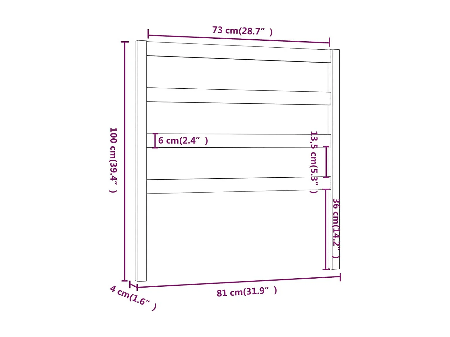 Tête de lit Gris 81x4x100 cm Bois massif de pin