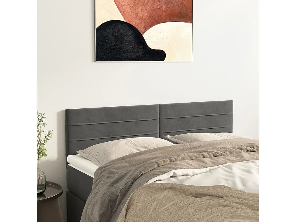 Tête de lit 2 pièces Gris foncé 72x5x78/88 cm Velours