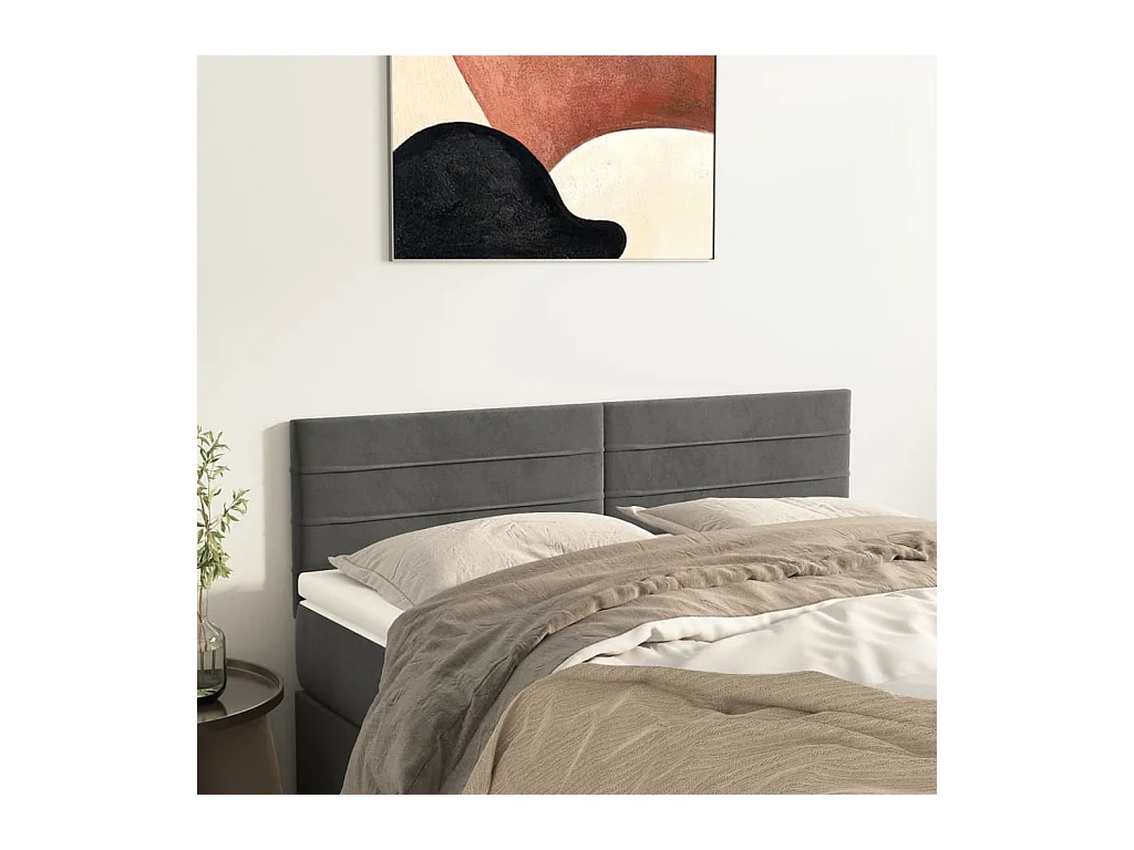 Hoofdborden 2 st 72x5x78/88 cm fluweel donkergrijs