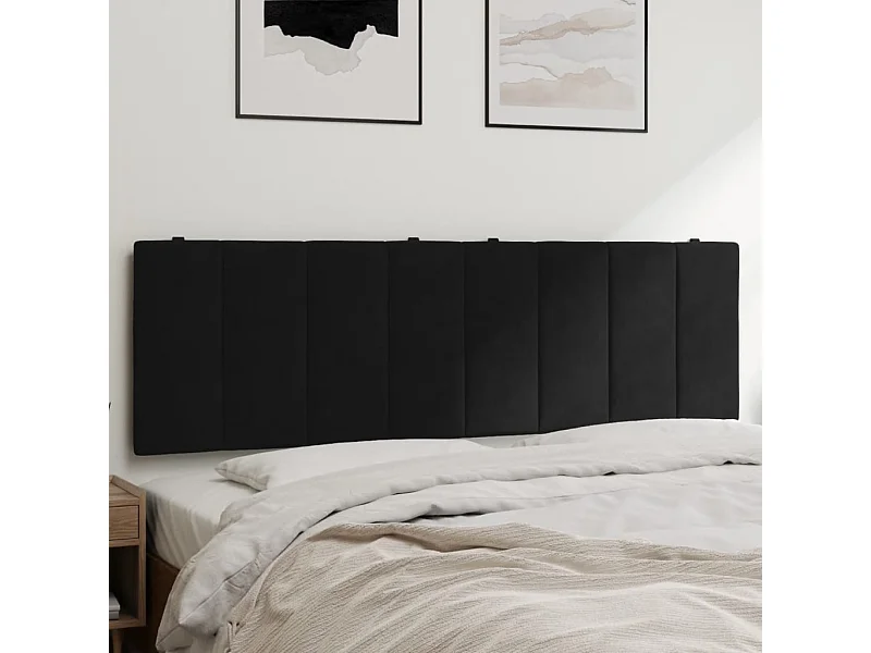 Cabecero de cama acolchado terciopelo negro 160 cm