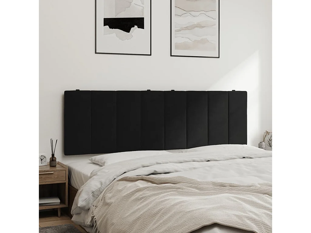 Cabecero de cama acolchado terciopelo negro 160 cm