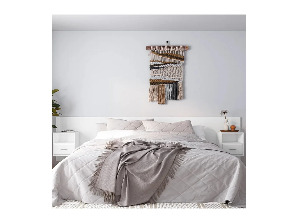 Tête de lit avec armoires Blanc Bois d’ingénierie