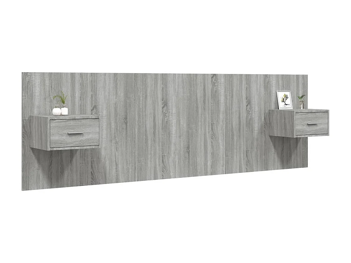 Tête de lit avec armoires Gris sonoma Bois d'ingénierie