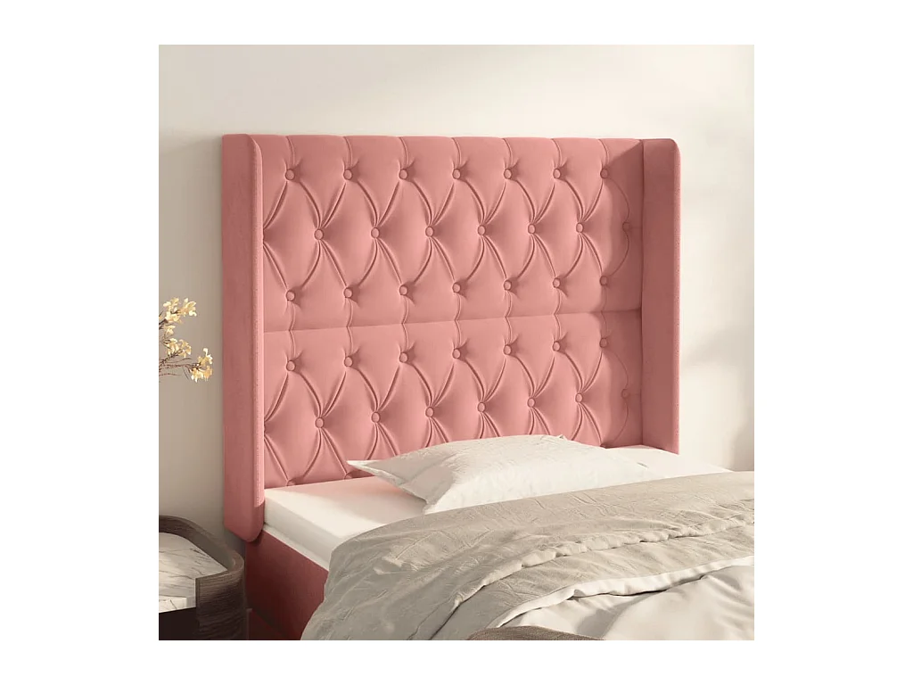 Tête de lit avec oreilles Rose 103x16x118/128 cm Velours