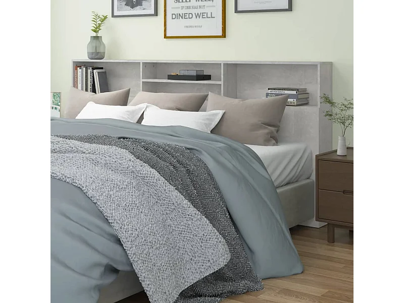 Armoire de tête de lit Gris béton 220x19x103,5 cm