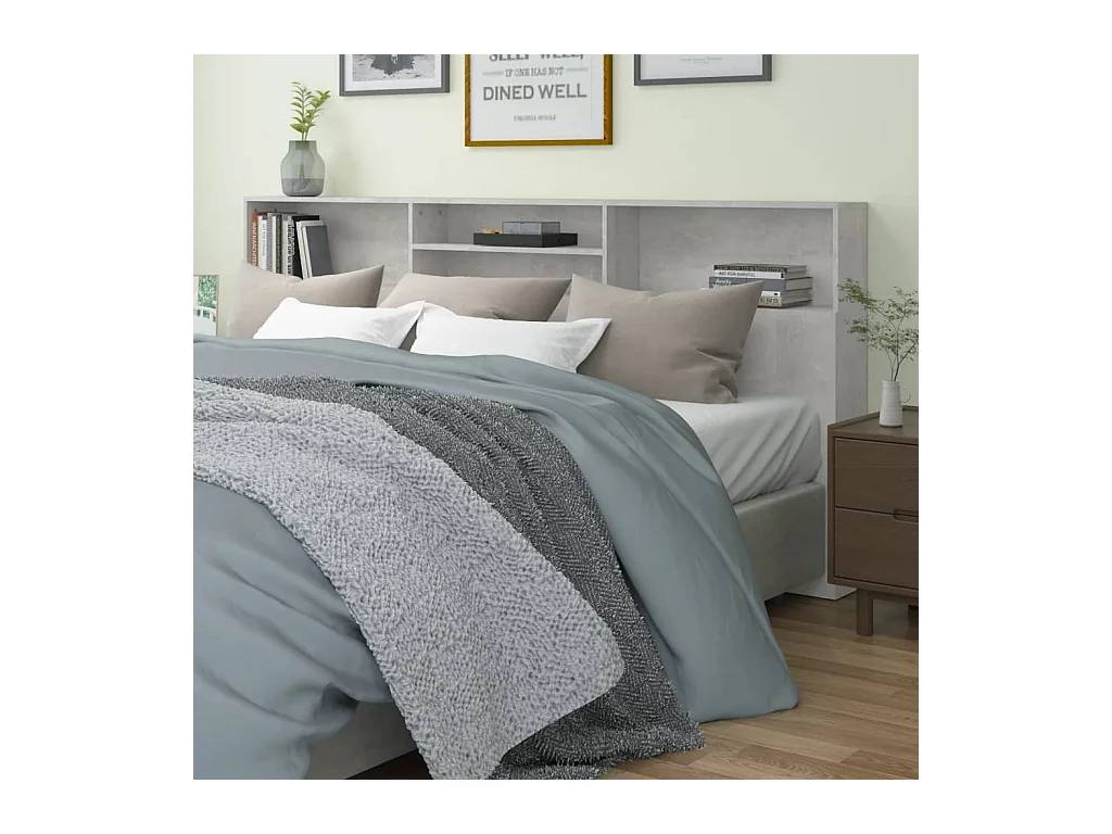 Armoire de tête de lit Gris béton 220x19x103,5 cm