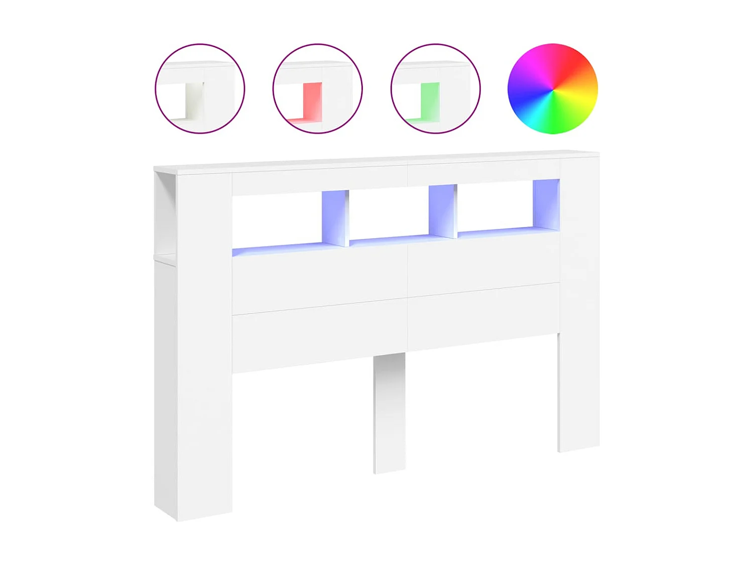 Hoofdeinde met LED 160x18,5x103,5 cm bewerkt hout wit
