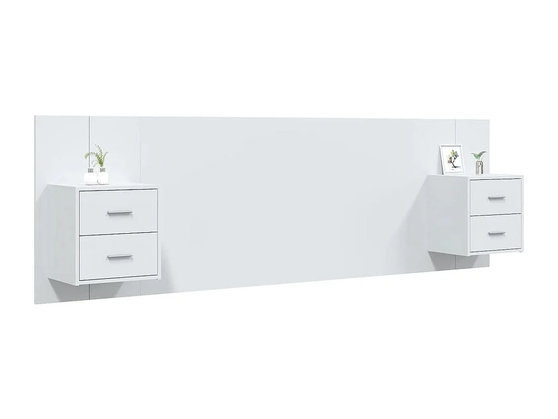 Tête de lit avec armoires Blanc Bois d'ingénierie