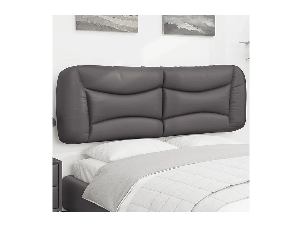 Tête de lit coussin gris 160 cm similicuir