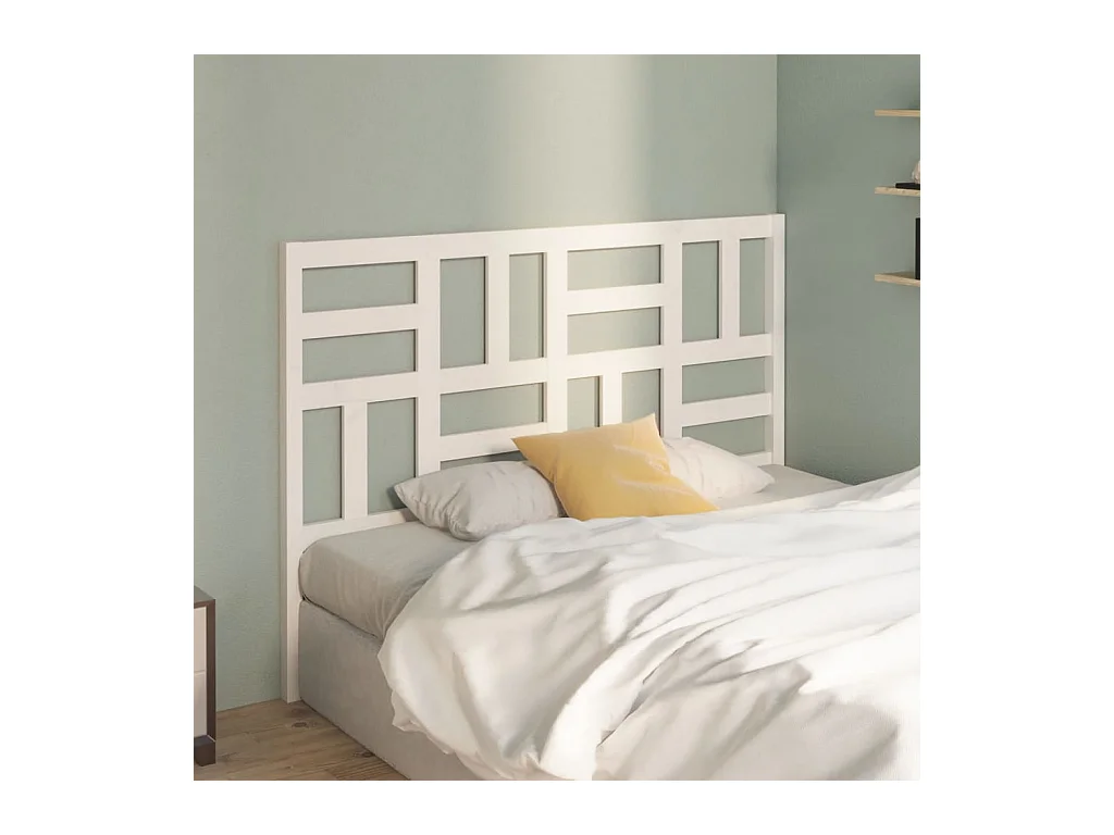 Tête de lit Blanc 126x4x104 cm Bois massif de pin