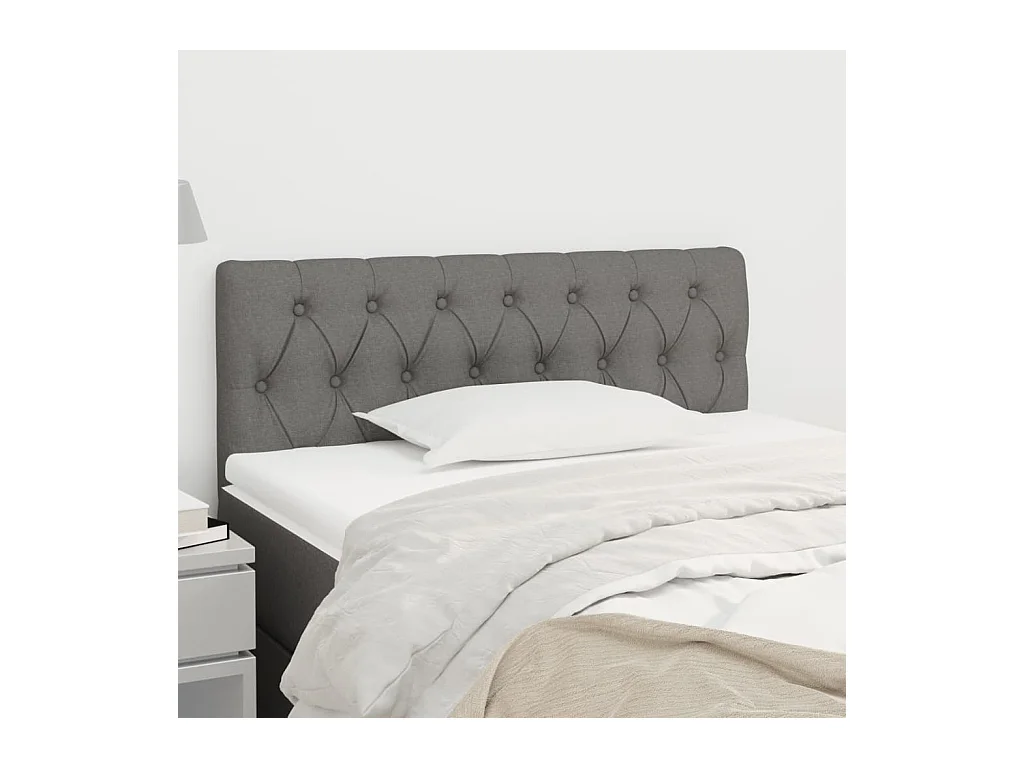 Cabeceira de cama tecido 100x7x78/88 cm cinzento-escuro