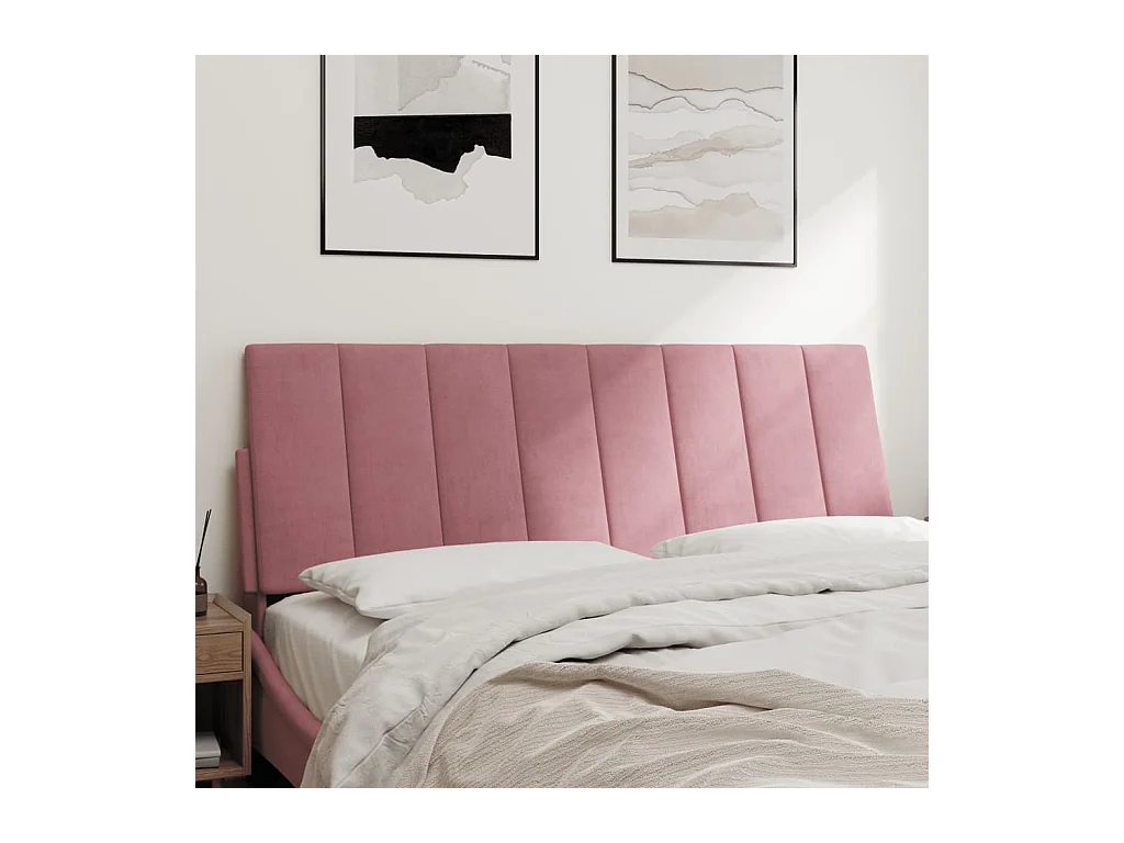 Tête de lit coussin rose 120 cm velours