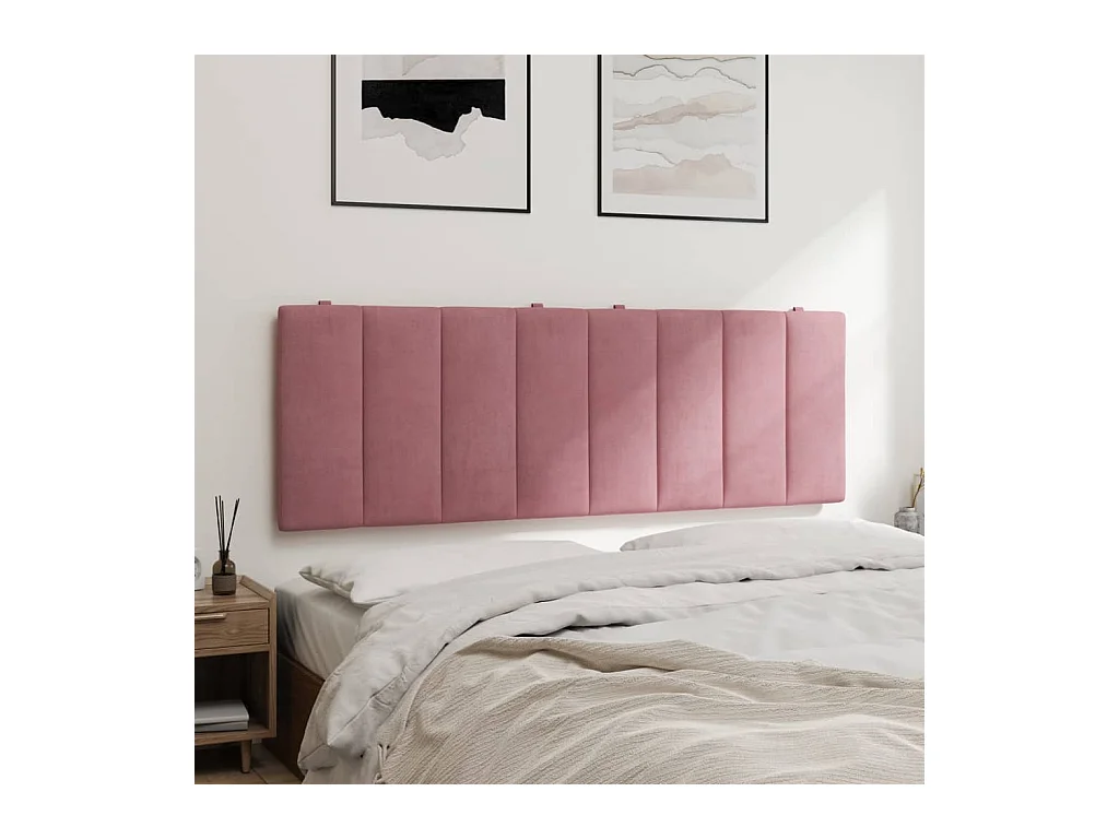 Tête de lit coussin rose 120 cm velours