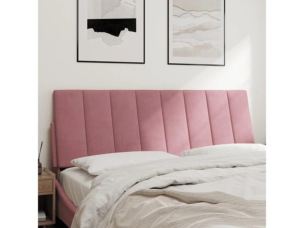Tête de lit coussin rose 120 cm velours