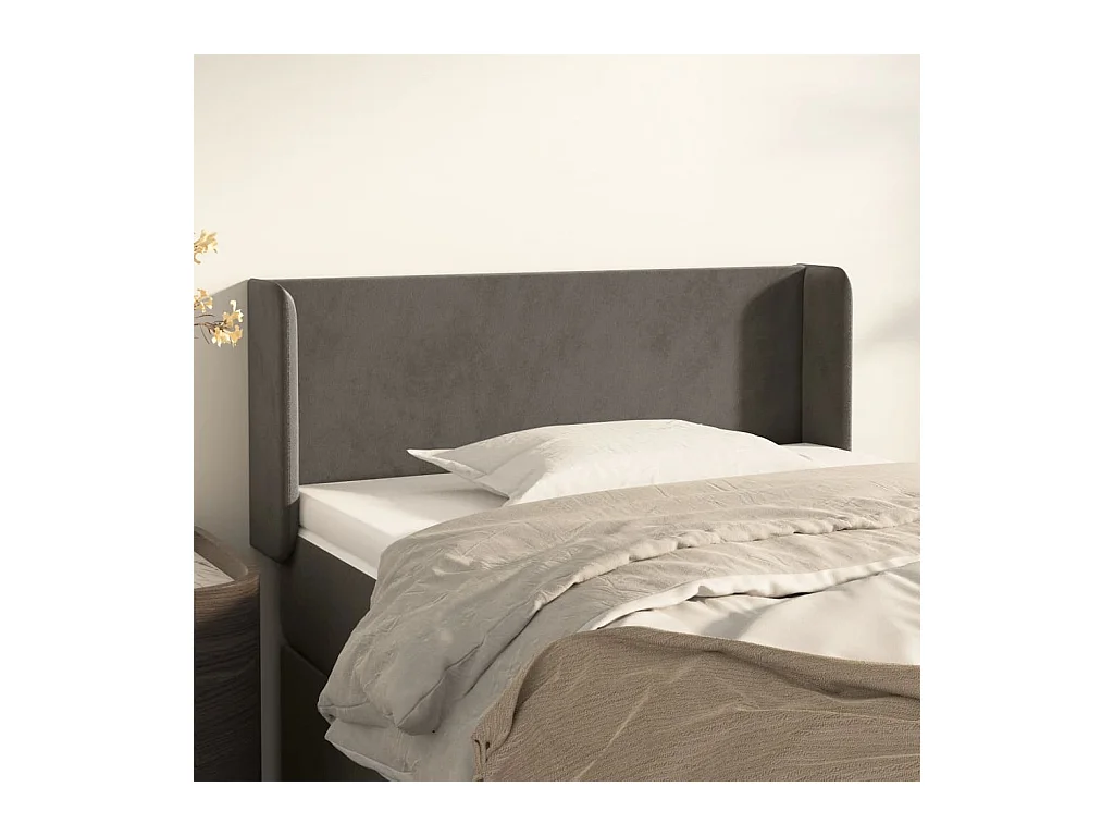 Tête de lit avec oreilles Gris foncé 83x16x78/88 cm Velours